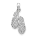 14k 3D White Gold Flip Flops Pendant