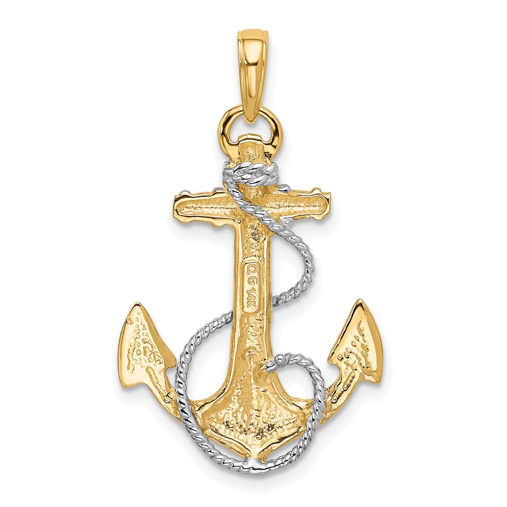 14K w/ Rhodium Anchor w/Rope Pendant