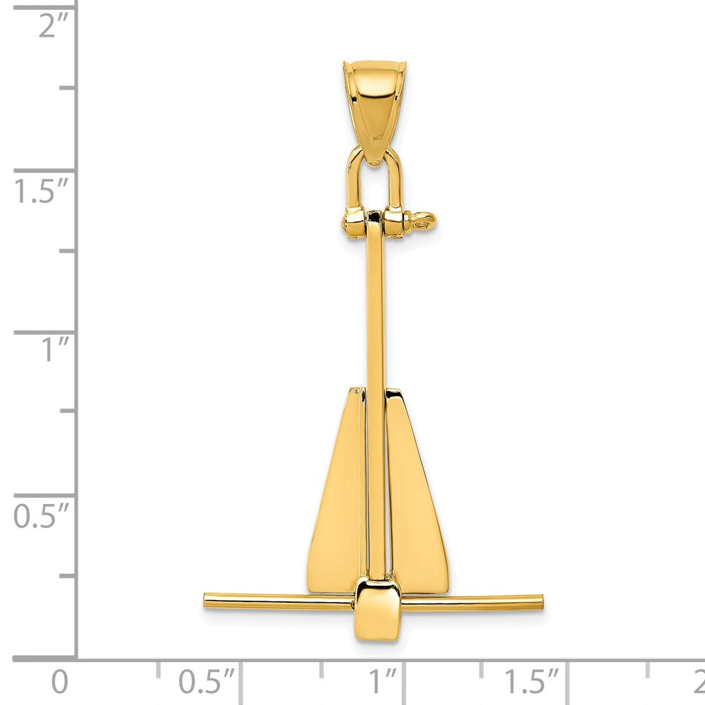 14K 3D Moveable Anchor Pendant
