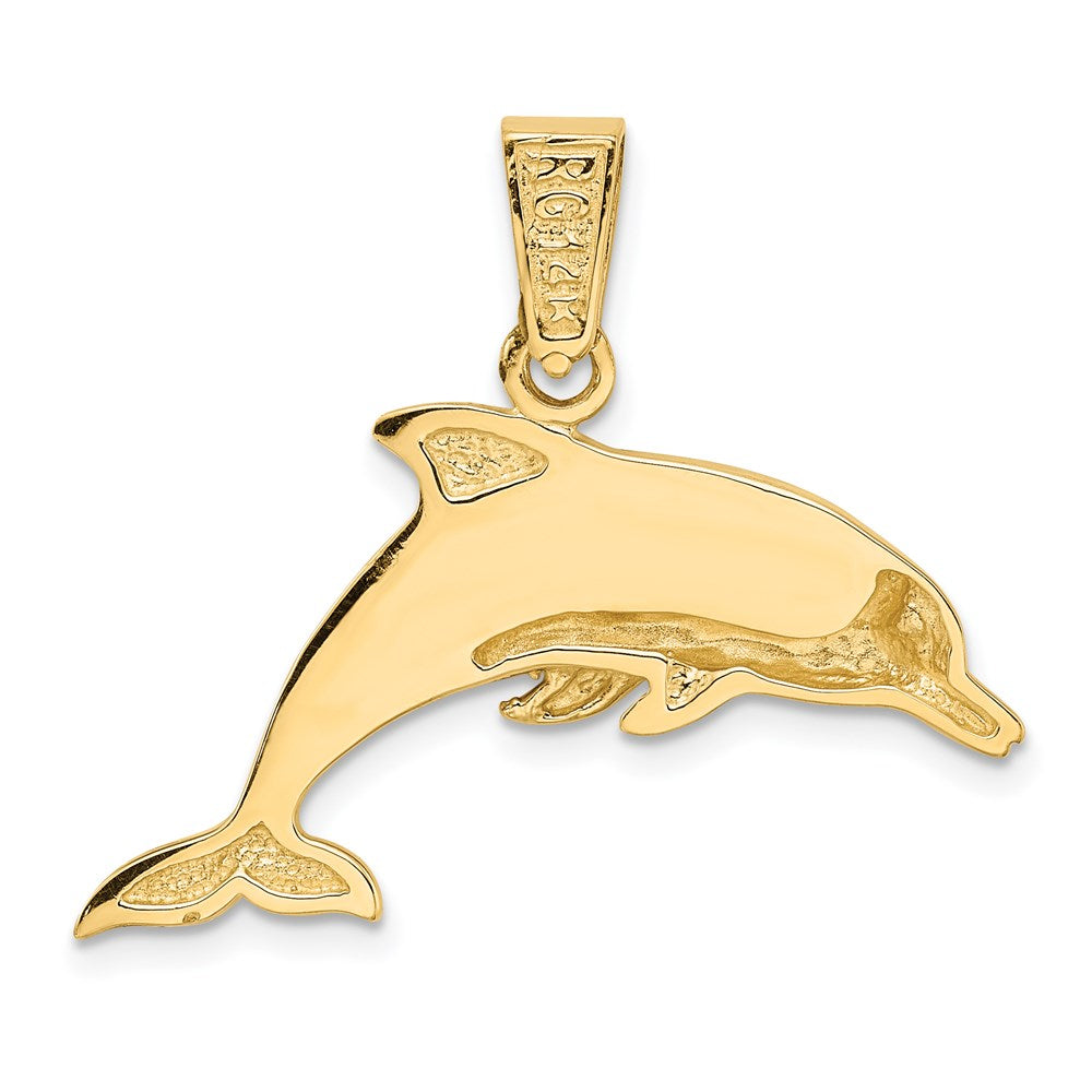 14K Lab Created Opal Dolphin Pendant