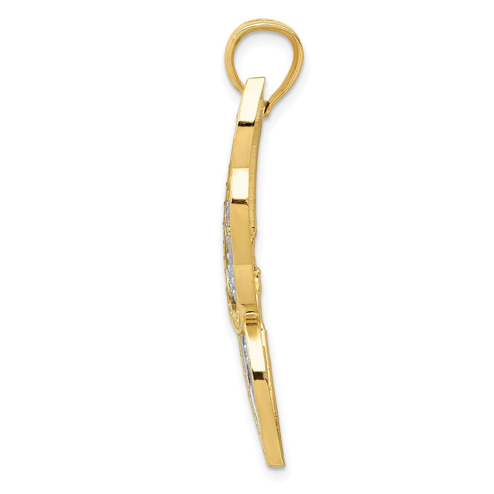 14k w/Rhodium Diamond-cut Butterfly Pendant