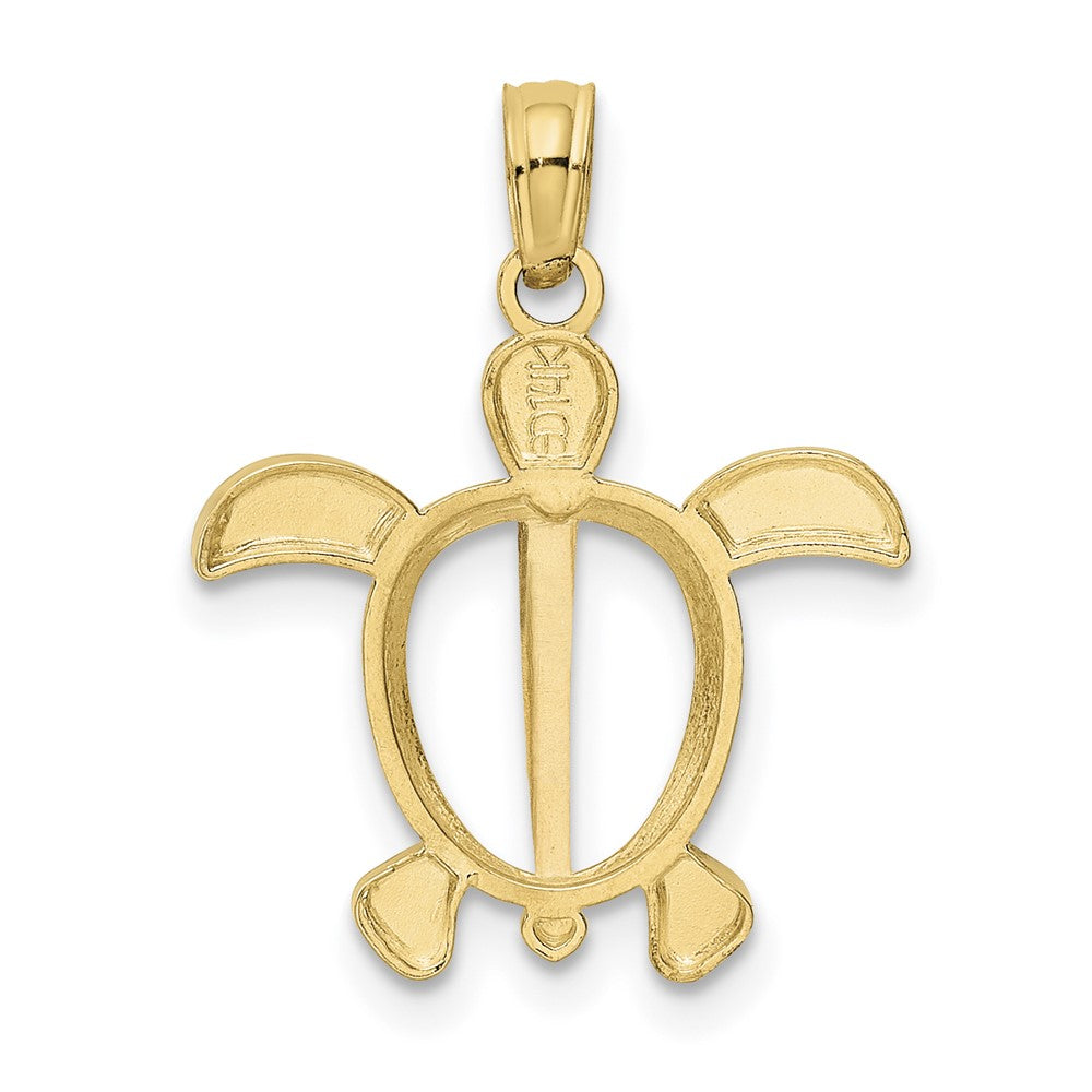 14K and Rhodium Sea Turtle Pendant