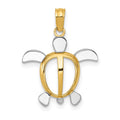 14K and Rhodium Sea Turtle Pendant