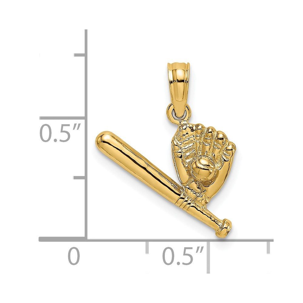 14K Baseball, Bat and Glove Charm