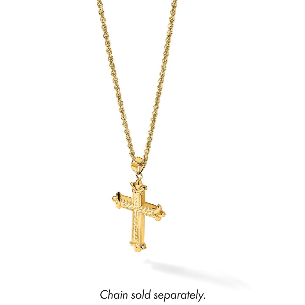 14k Reversible Diamond-cut Cross Pendant