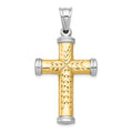 14K Two-Tone and Rhodium Reversible Cross