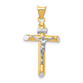 14K Two-Tone w/Rhodium Inri Crucifix Pendant