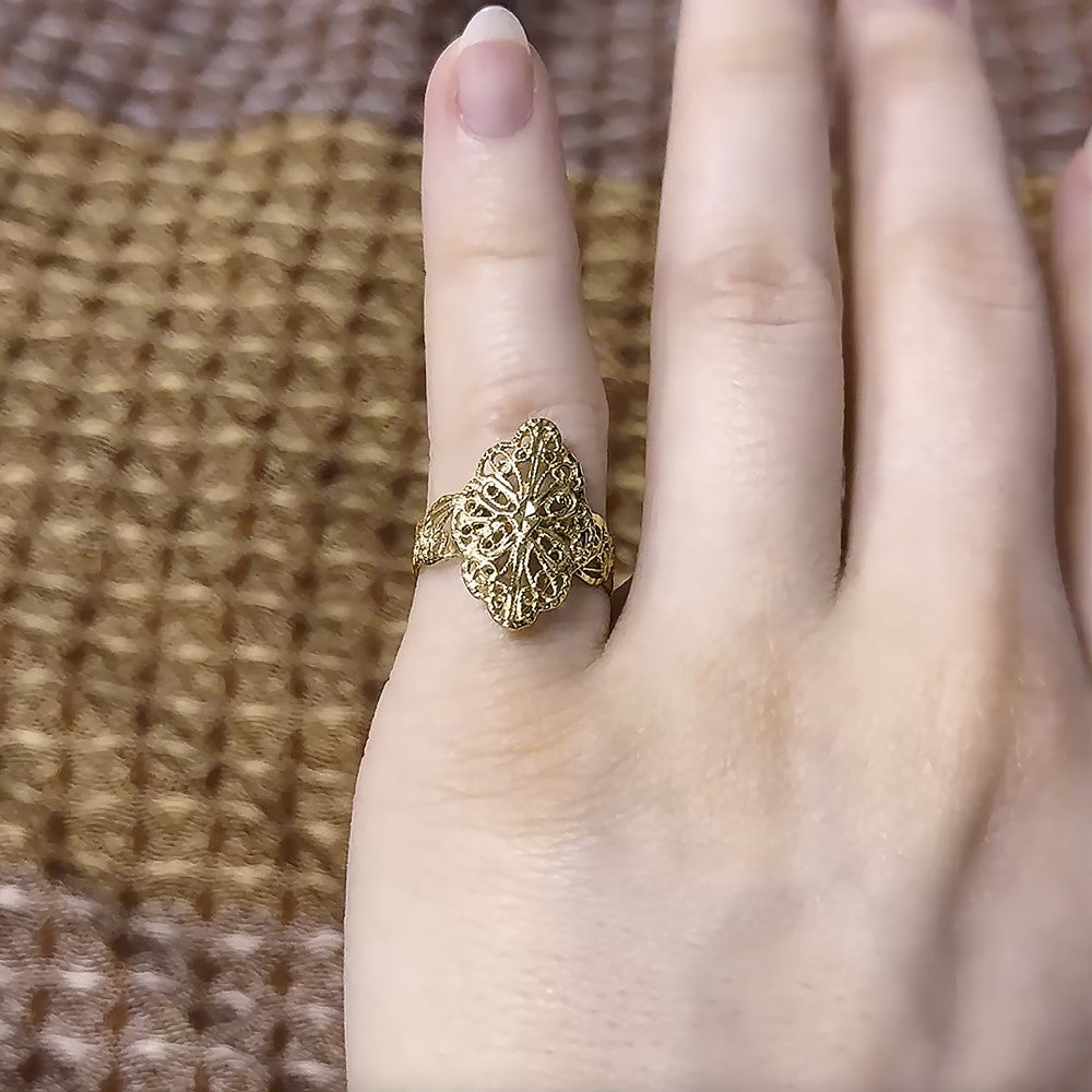 14K Diamond Cut Filigree Ring