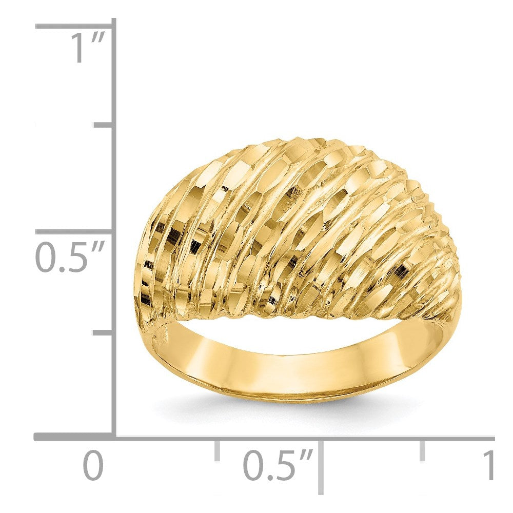 14K Diamond-cut Domed Ring