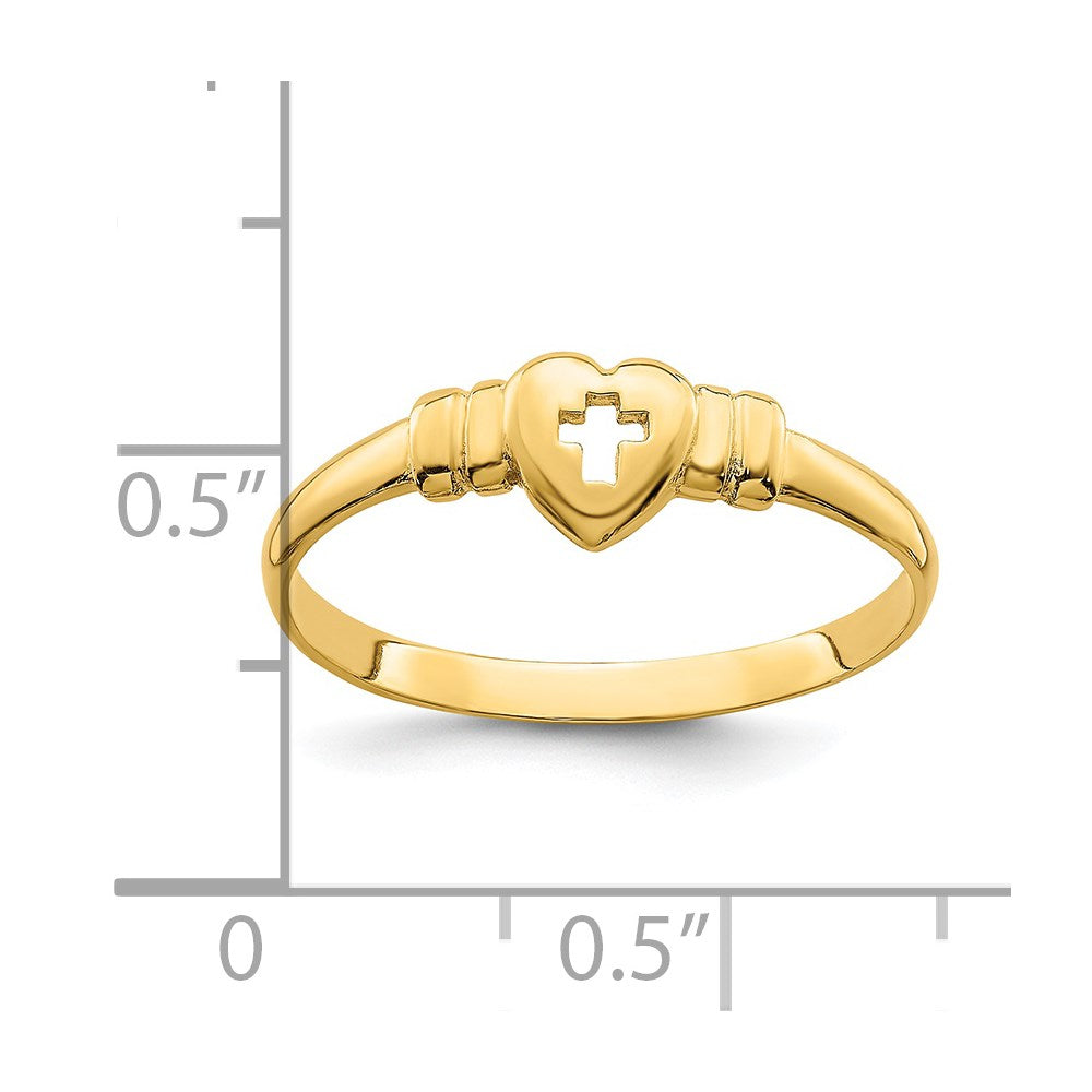 14k Heart w/Cut-Out Cross Ring