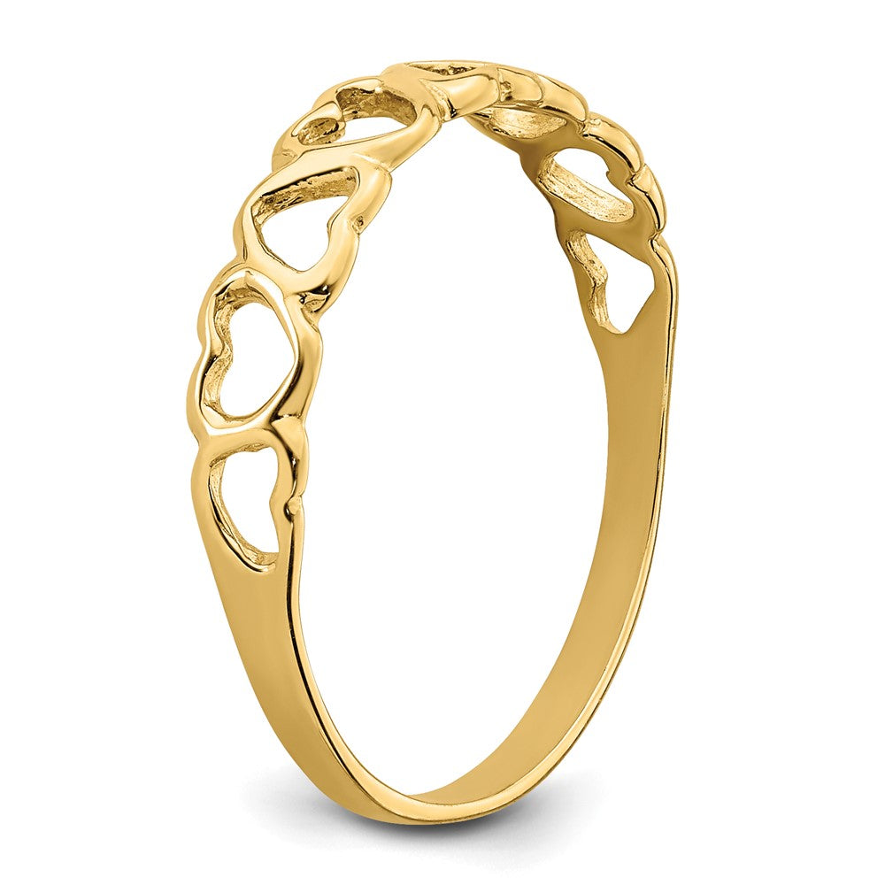 14k Polished Hearts Ring