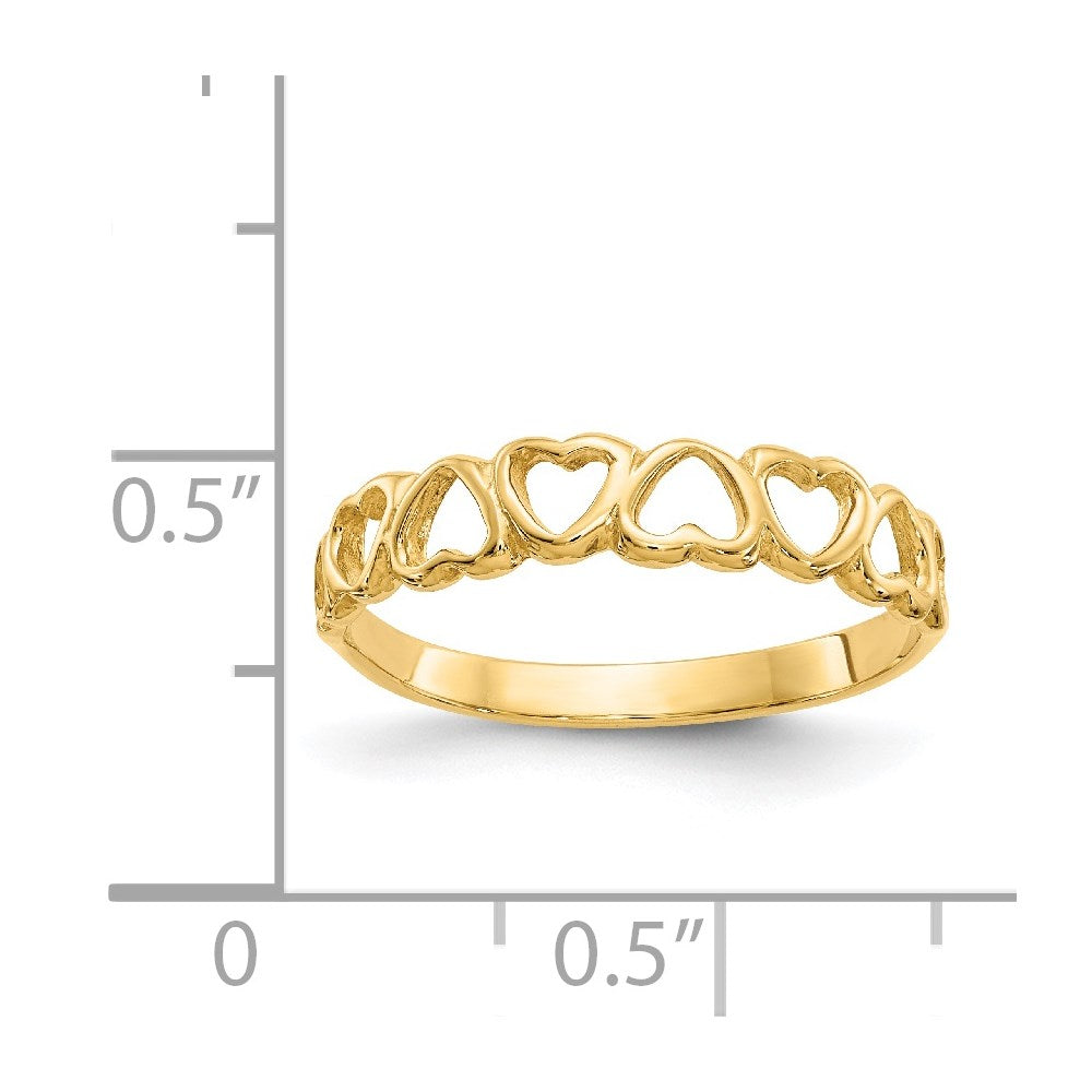 14k Polished Hearts Ring