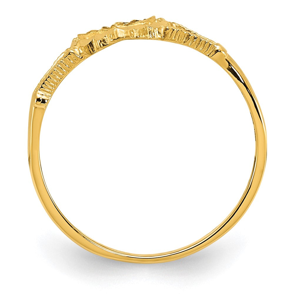 14K Diamond-Cut Childs Heart & Cross Ring
