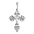 14k White Gold Fleur De Lis Cross Pendant