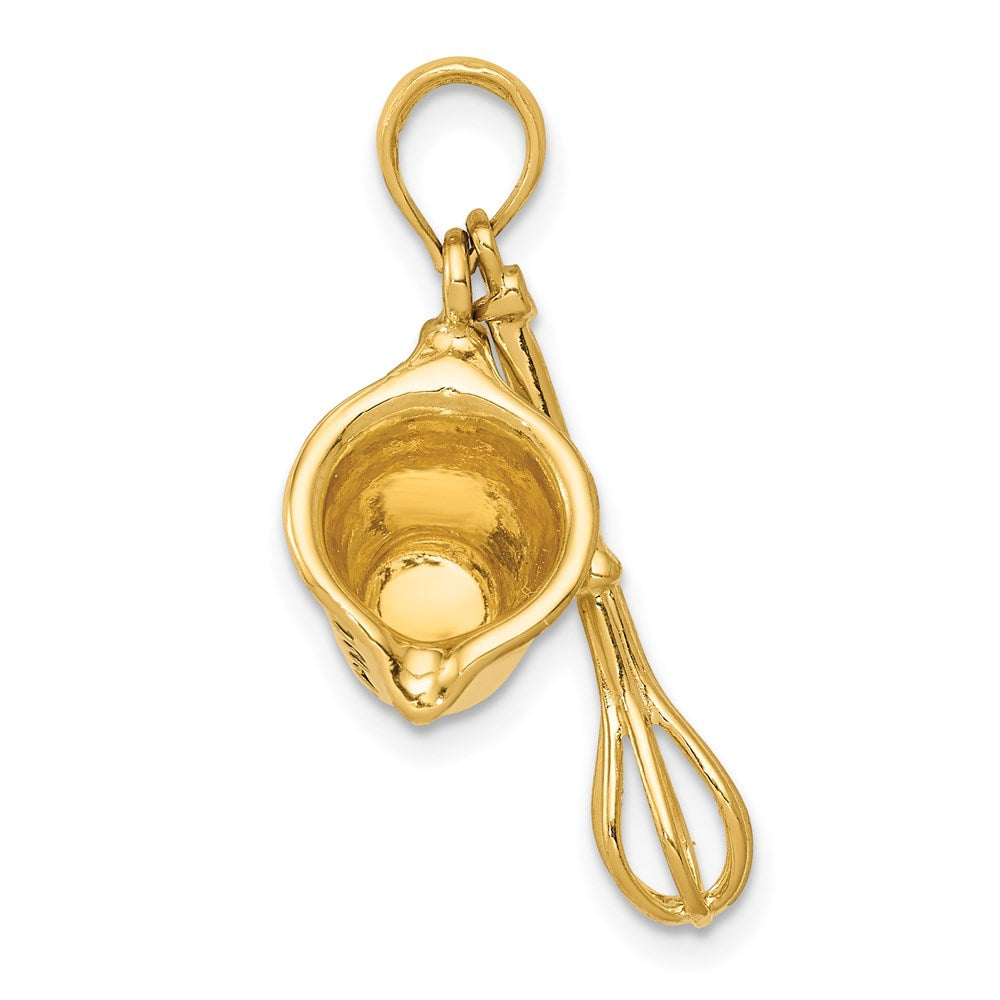 14K 3-D Black Enameled Measuring Cup and Whisk Pendant