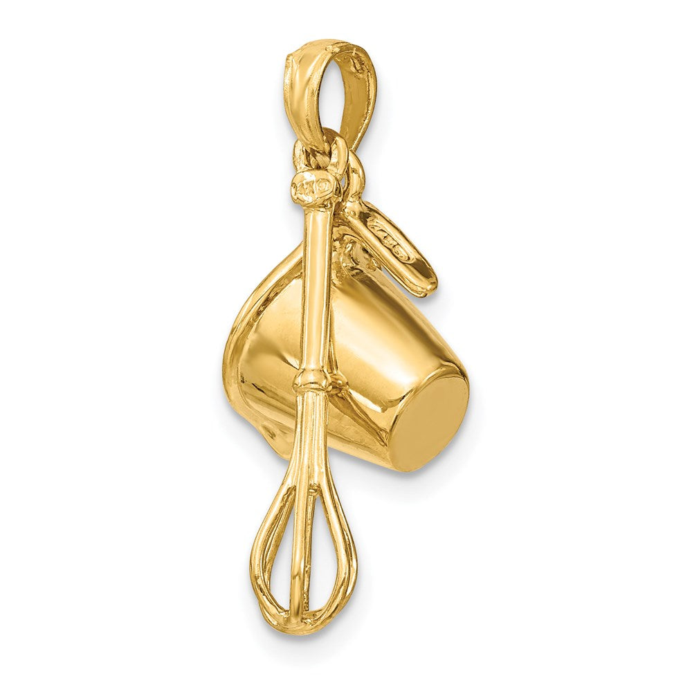 14K 3-D Black Enameled Measuring Cup and Whisk Pendant