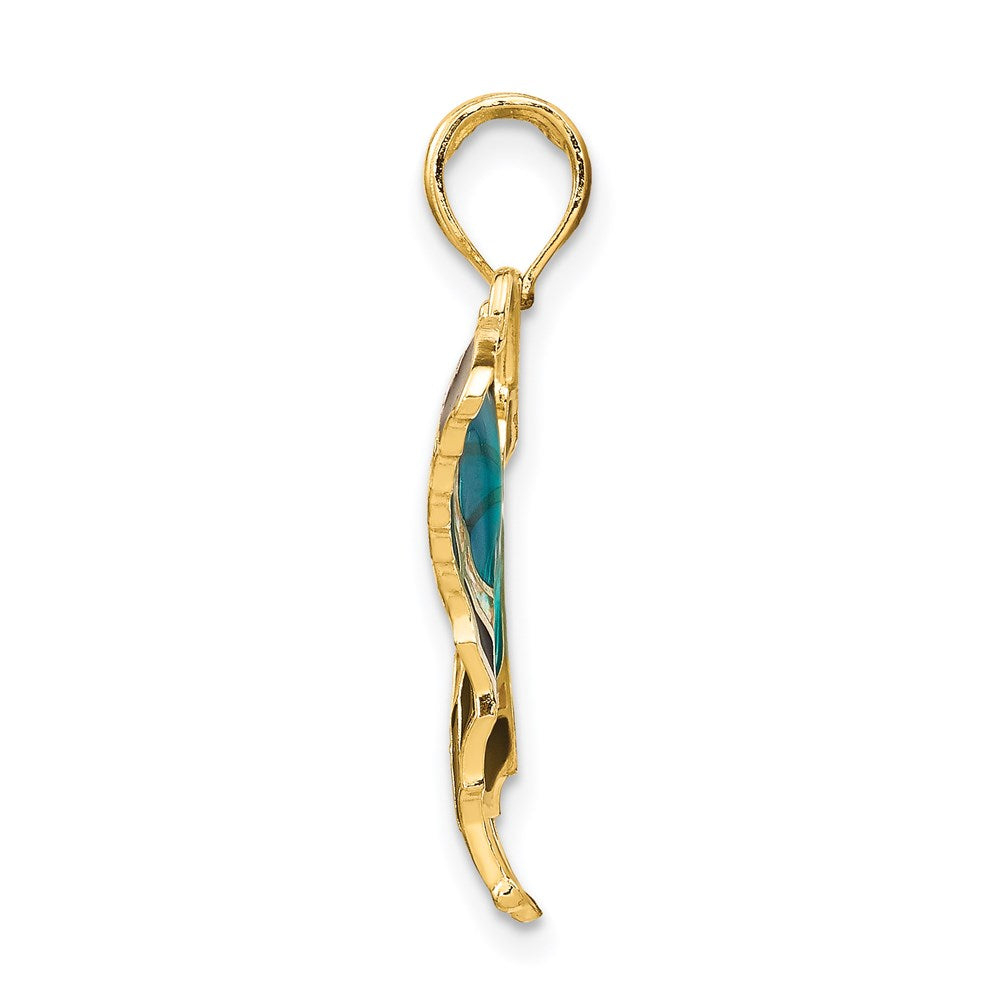14K Enameled Butterfly Pendant