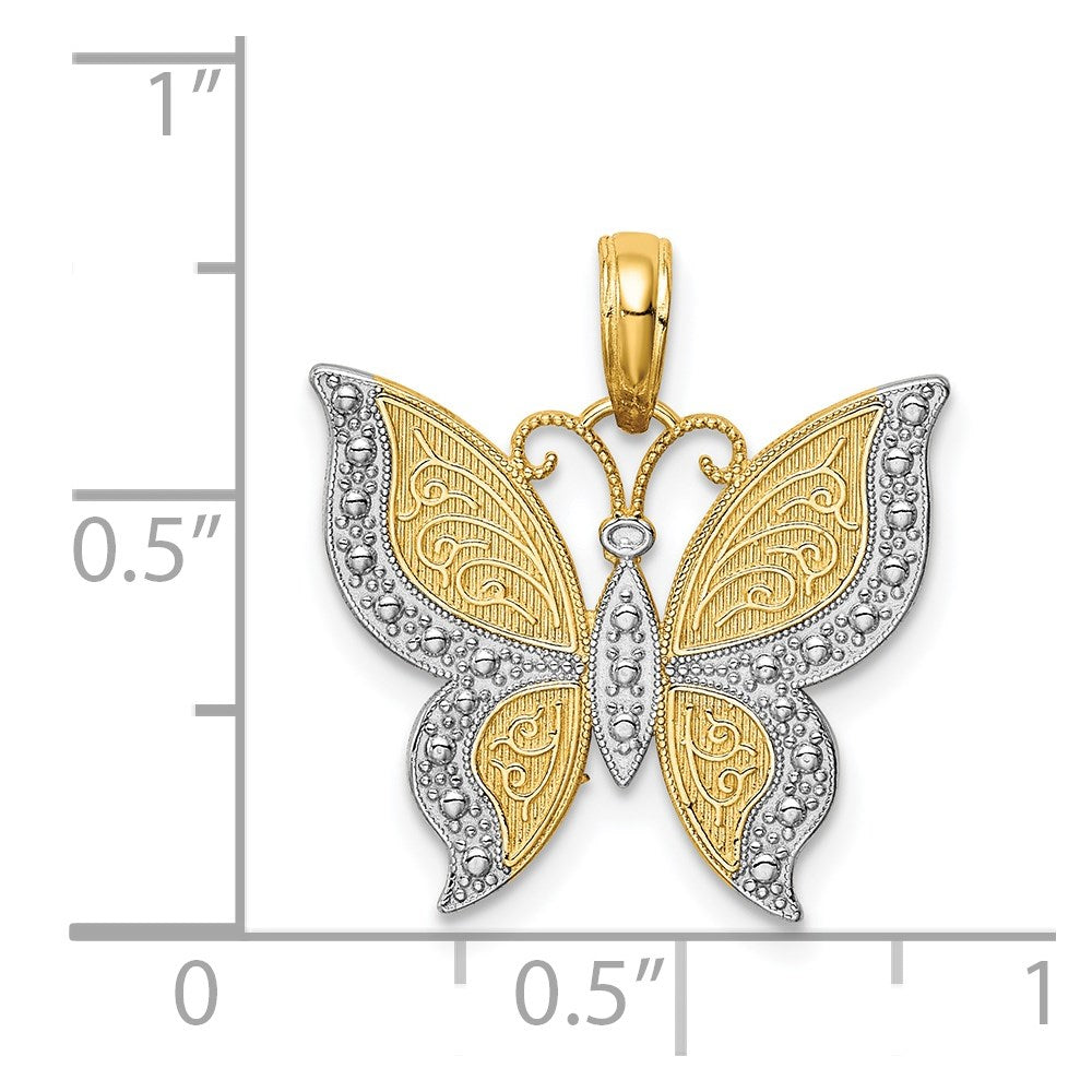 14k w/ Rhodium Butterfly Pendant