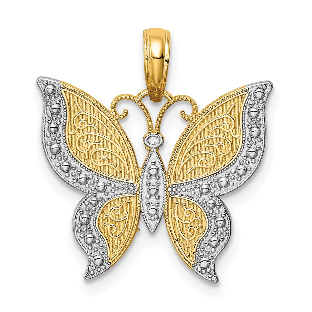 14k w/ Rhodium Butterfly Pendant