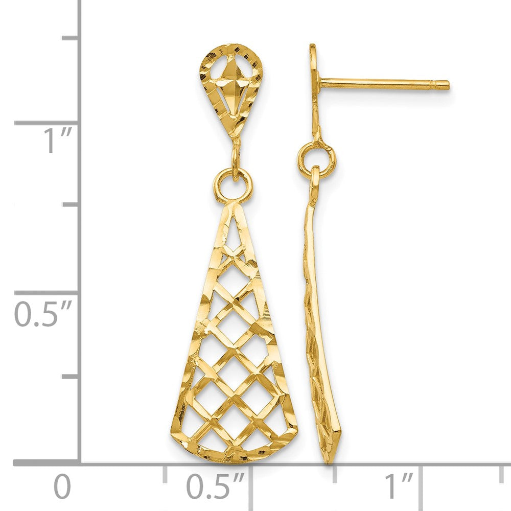 14K Diamond-Cut Inverted Fan Dangle Post Earring
