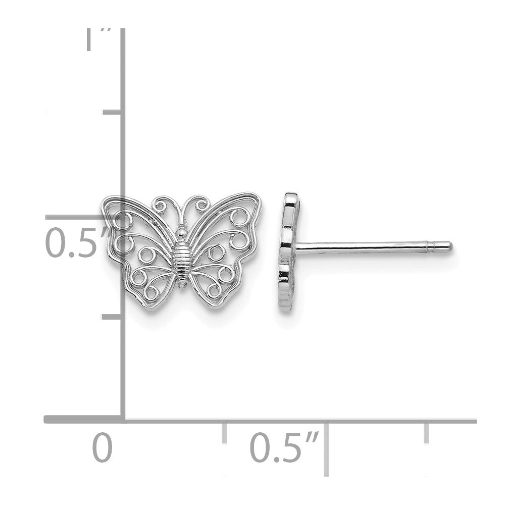 14K White Gold Butterfly Post Earrings