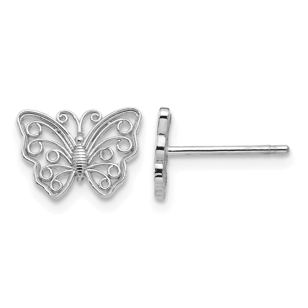 14K White Gold Butterfly Post Earrings