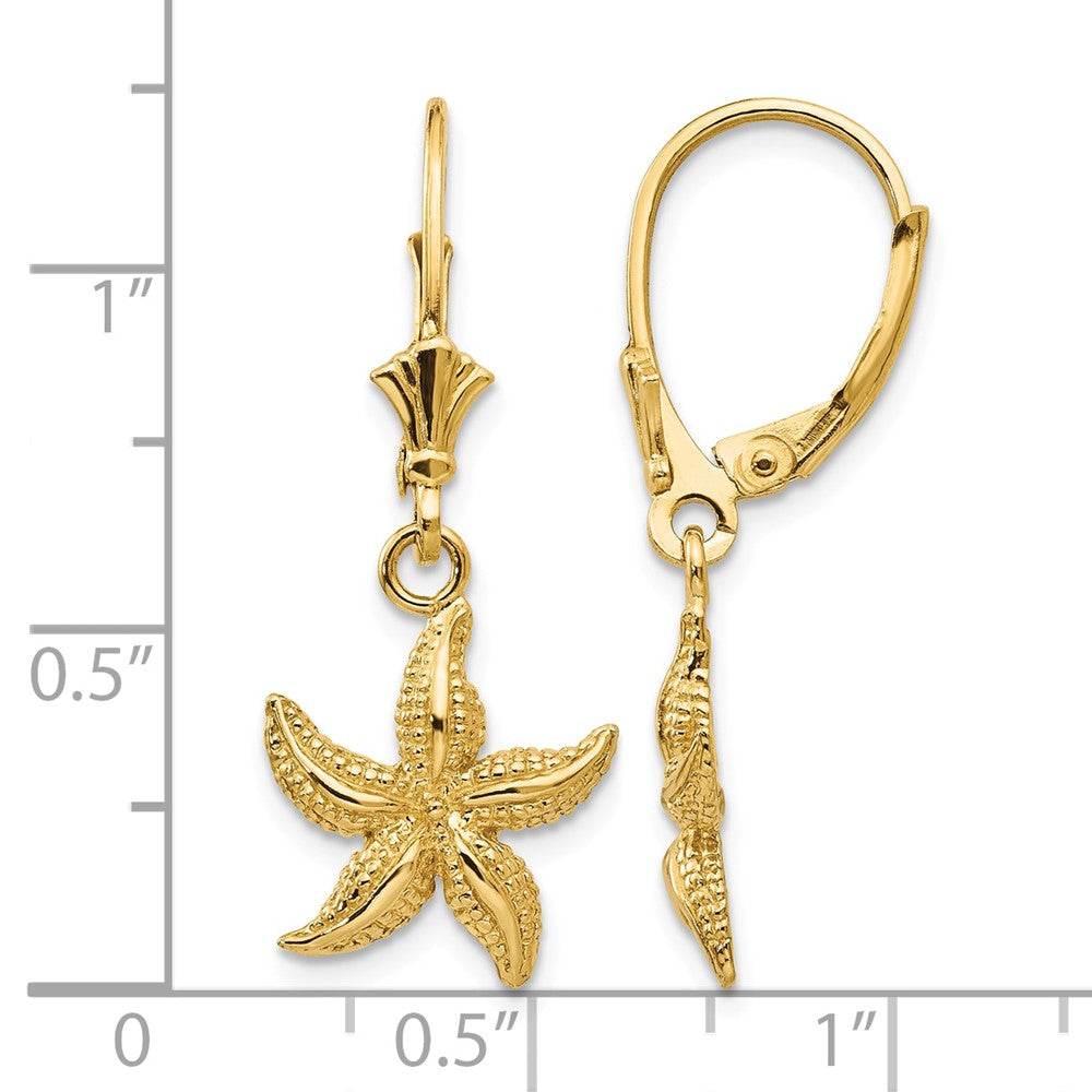 14K Starfish Leverback Earrings