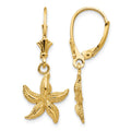 14K Starfish Leverback Earrings