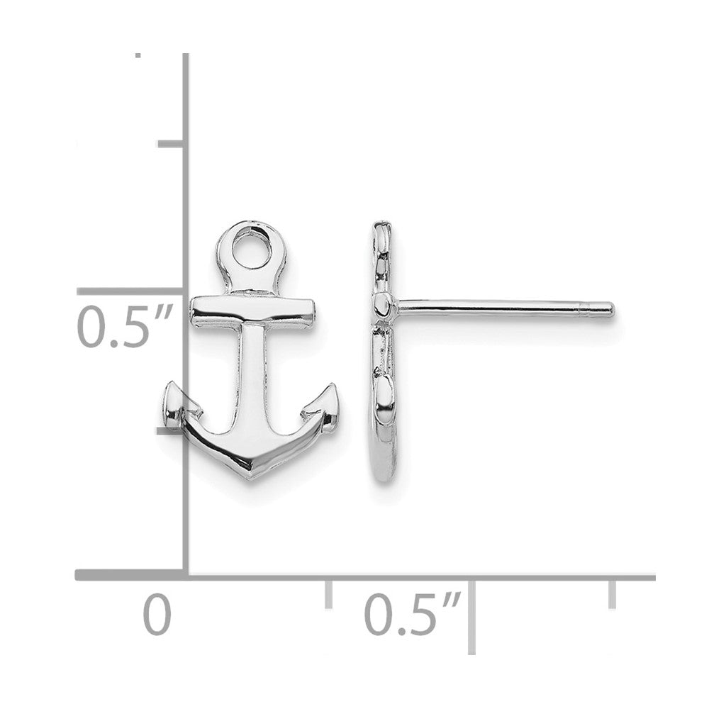 14K White Gold Anchor Post Earrings