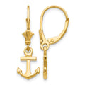 14K Mini Anchor Leverback Earrings