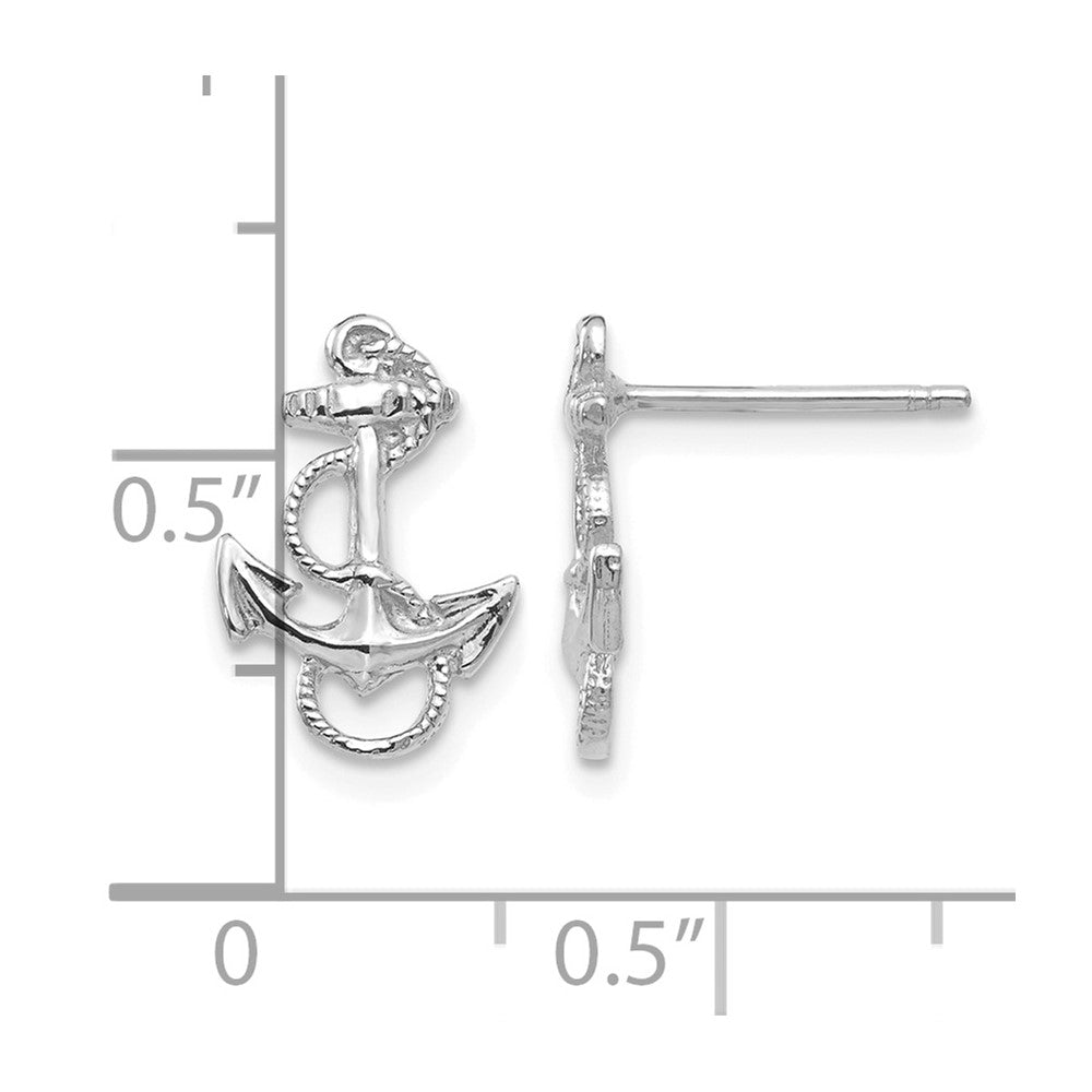 14K White Gold Anchor with Rope Trim Post Earrings