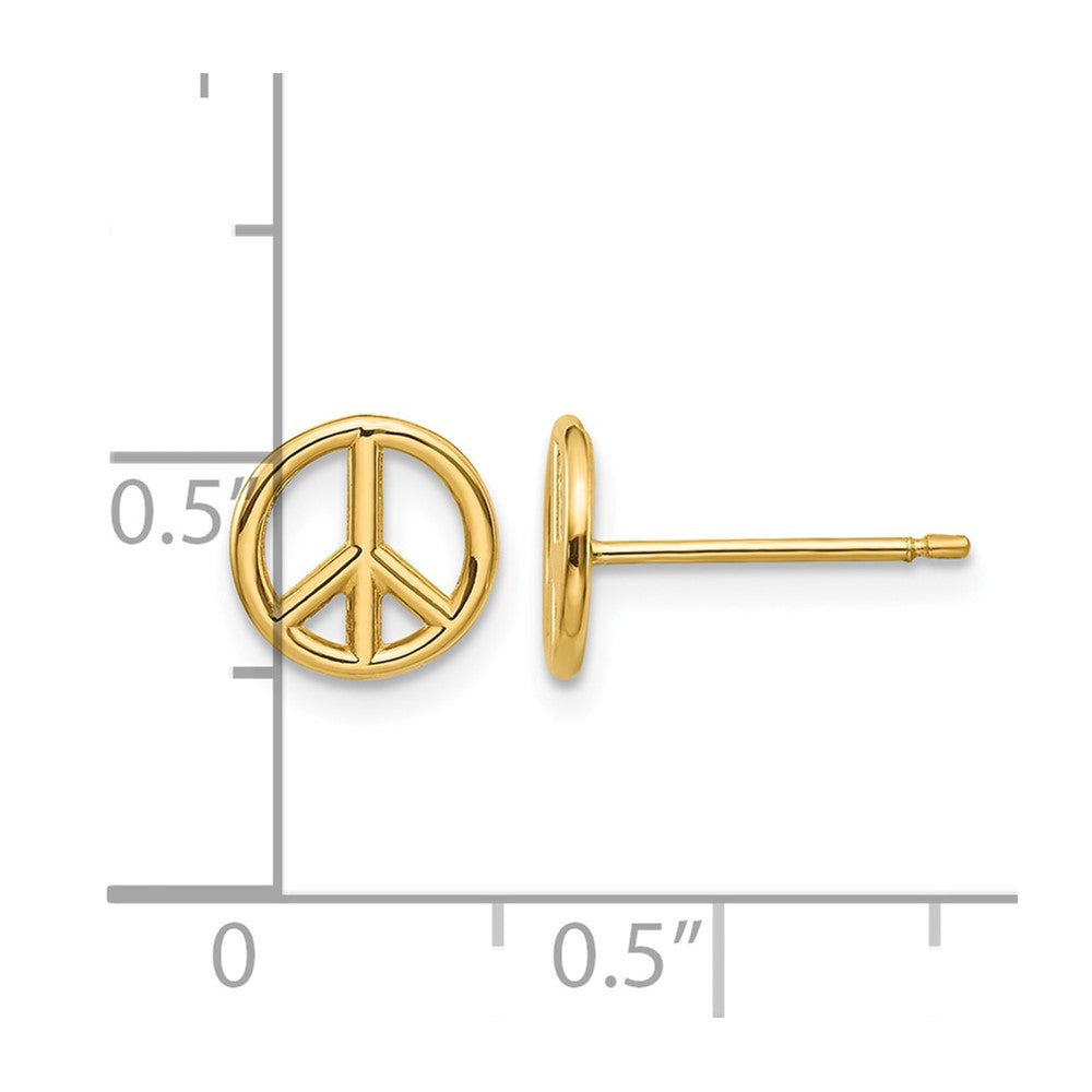 14K Polished Peace Symbol Post Earrings