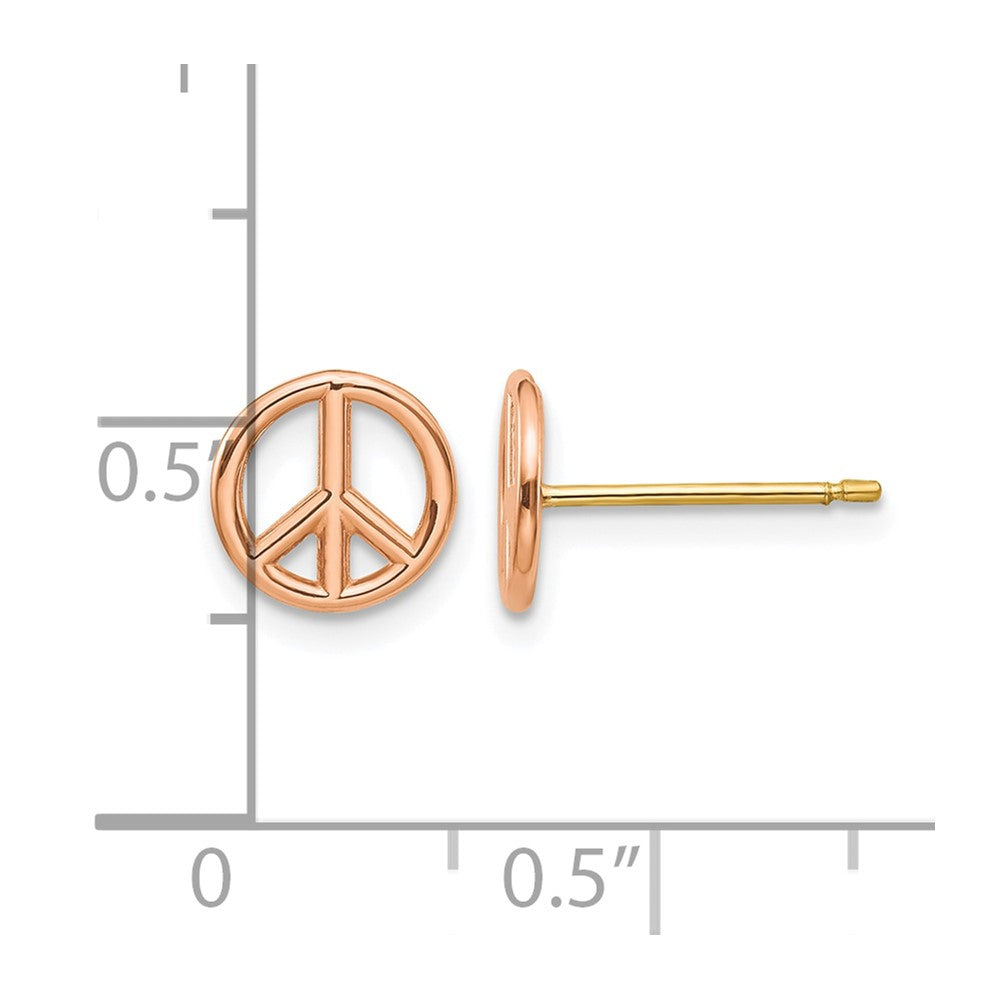 14K Yellow & Rose Gold Polished Peace Symbol Post Earrings