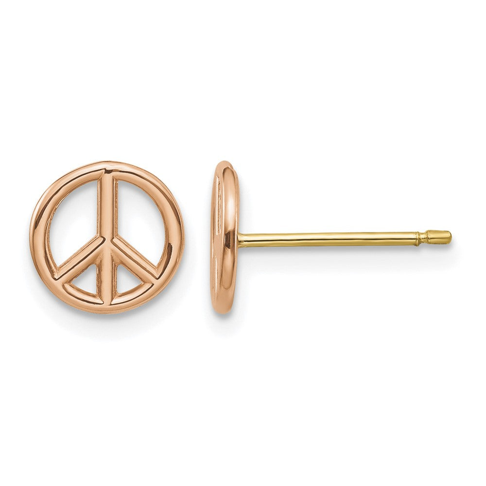 14K Yellow & Rose Gold Polished Peace Symbol Post Earrings