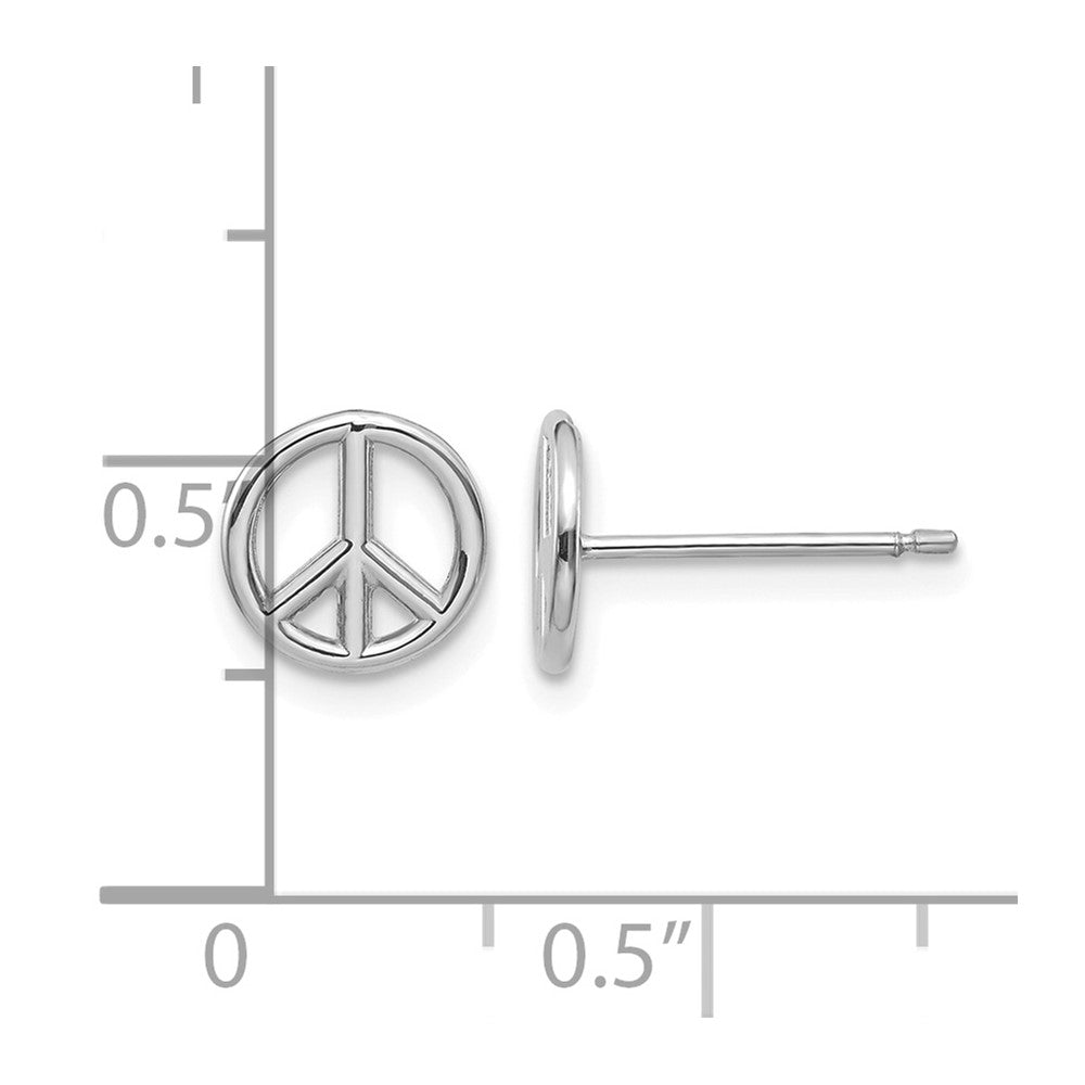 14K White Gold Polished Peace Symbol Post Earrings