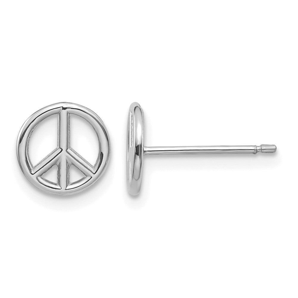 14K White Gold Polished Peace Symbol Post Earrings