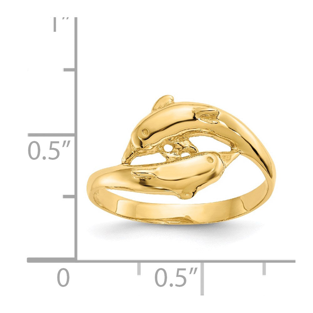 14K Double Dolphins Ring