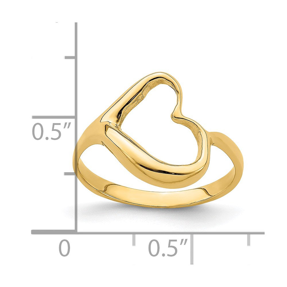 14K Tilted Heart Ring
