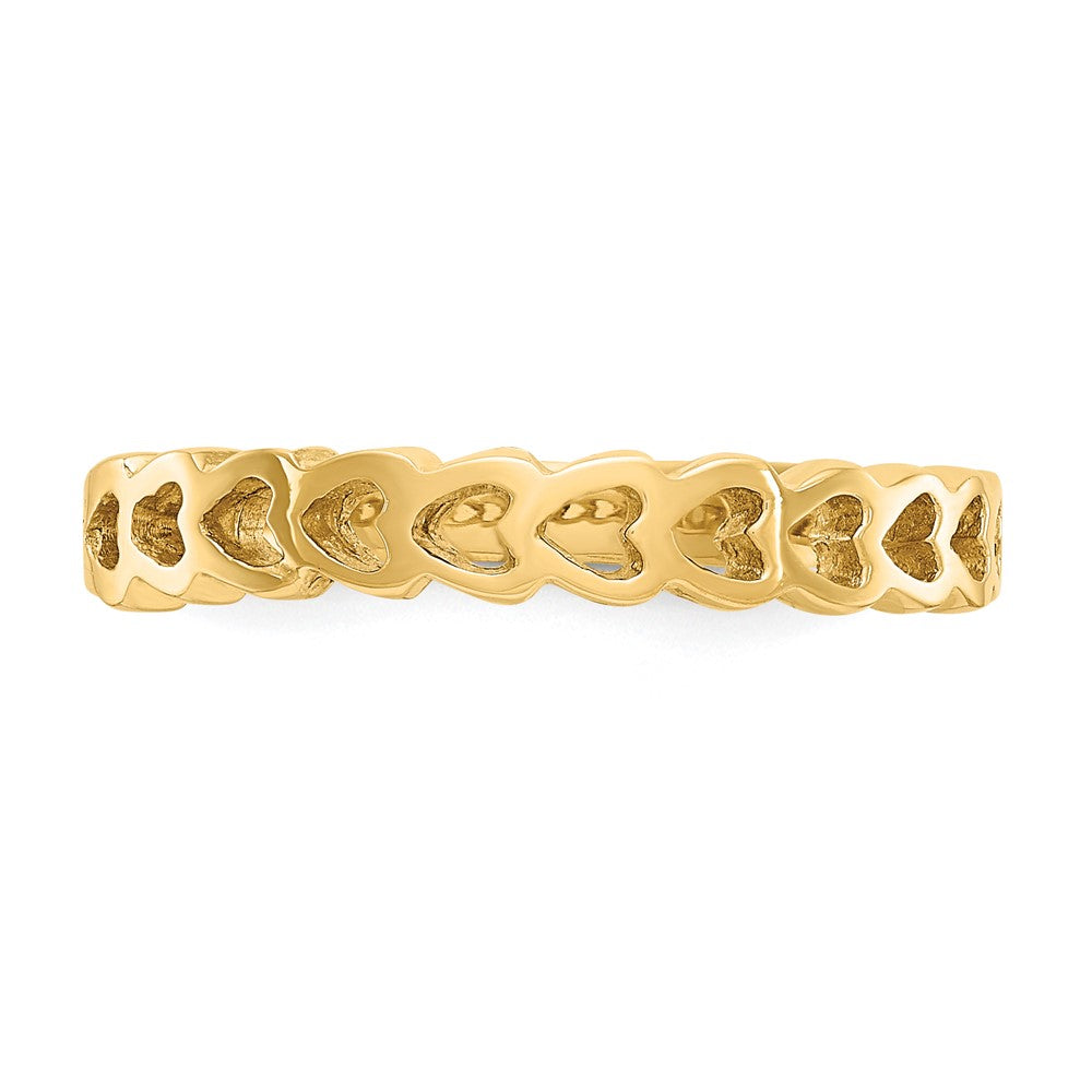 14k Polished Hearts Ring
