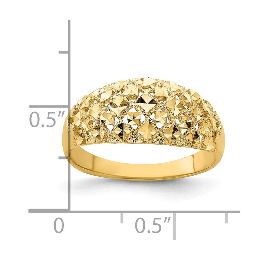 14K Diamond-cut Mini Diamond Pattern Dome Ring