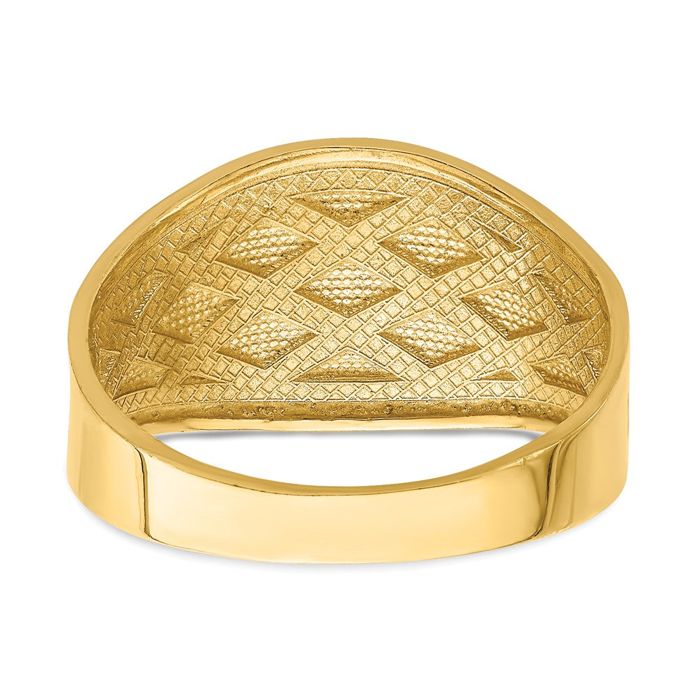 14K Diamond-Cut Quilted Pattern Ring