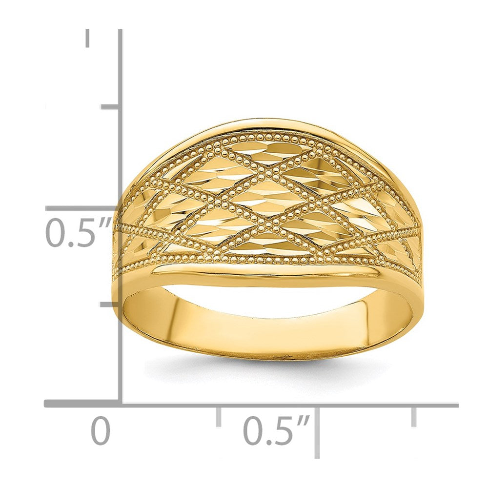 14K Diamond-Cut Quilted Pattern Ring