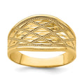 14K Diamond-Cut Quilted Pattern Ring