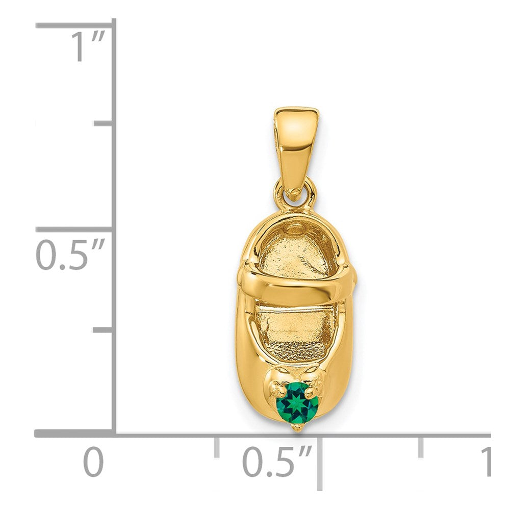 14k 3-D May/Synthetic Stone Engraveable Baby Shoe Charm