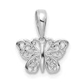 14k White Gold Polished Filigree Butterfly Charm