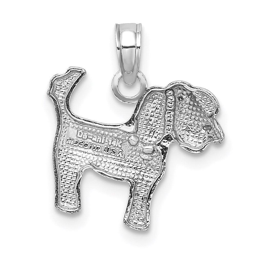 10k White Gold Polished Dog Charm