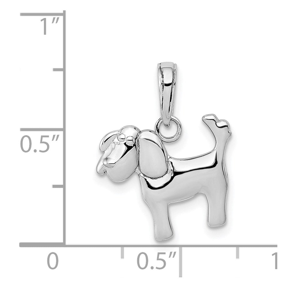 10k White Gold Polished Dog Charm