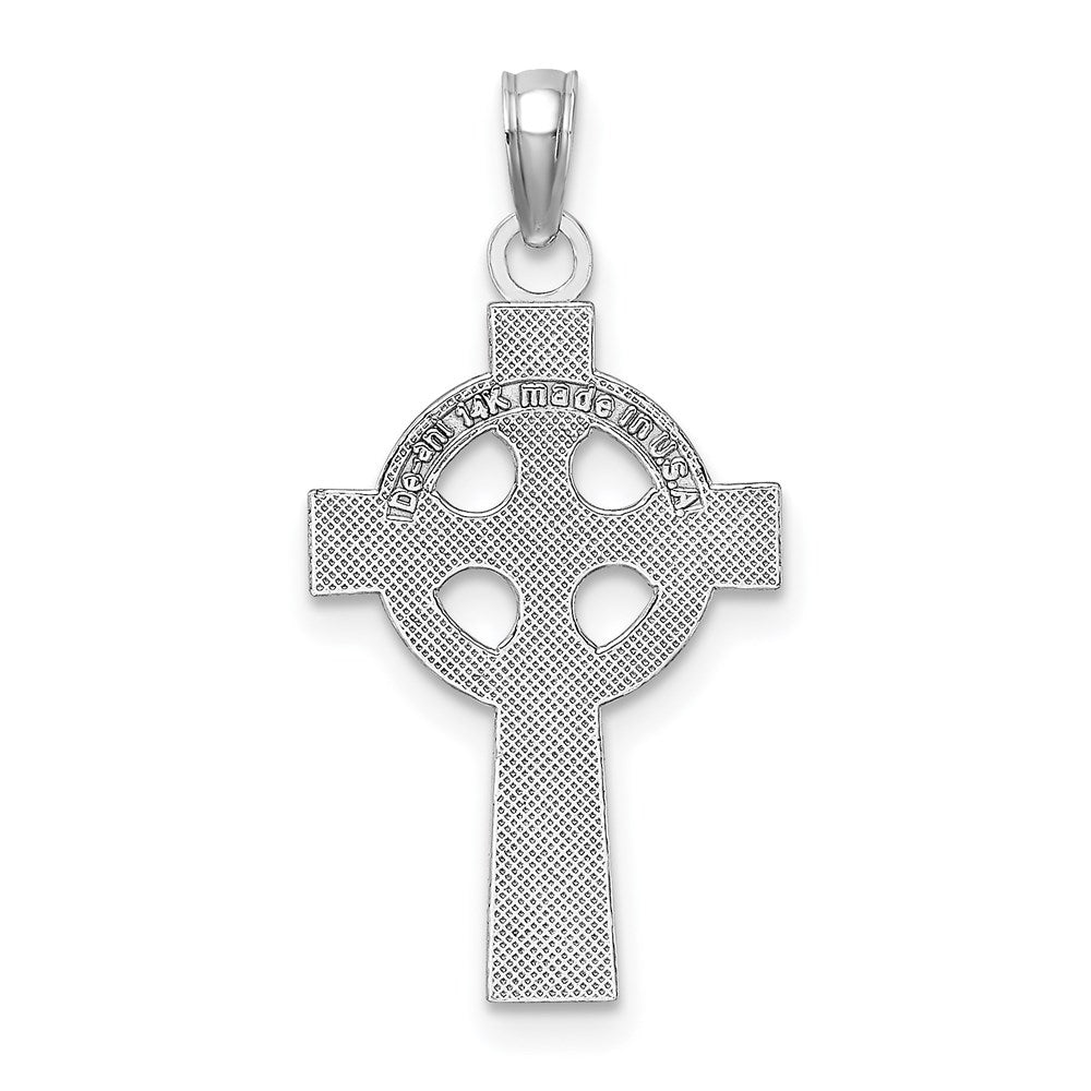 14k White Gold Celtic Cross Pendant