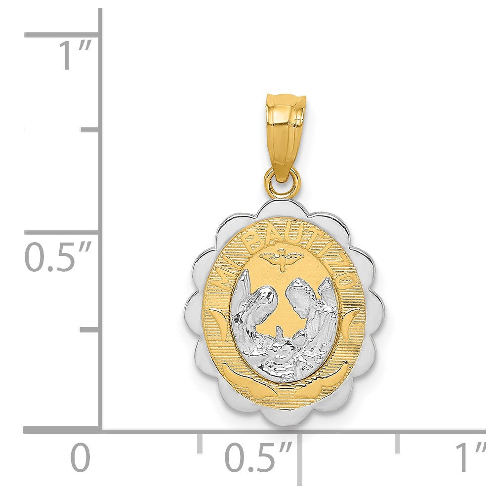 14K Two-tone W/Rhodium Baptism Pendant