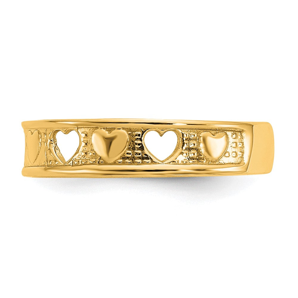 14k Polished w/ Hearts Toe Ring